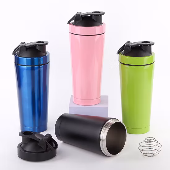 Vakuumisolierte Sport-Protein-Shaker-Wasserflasche aus 18/8 Edelstahl